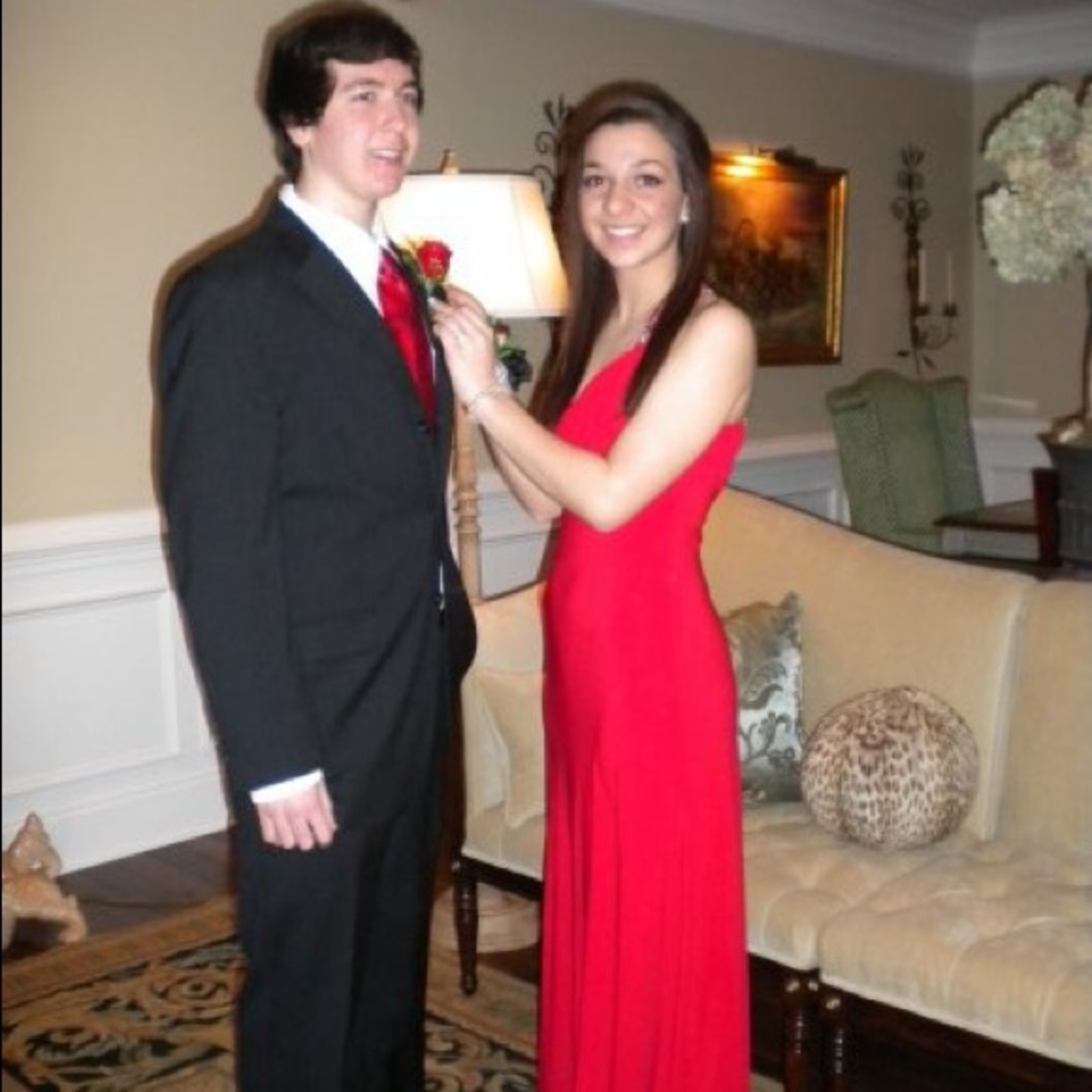 Red full length dress